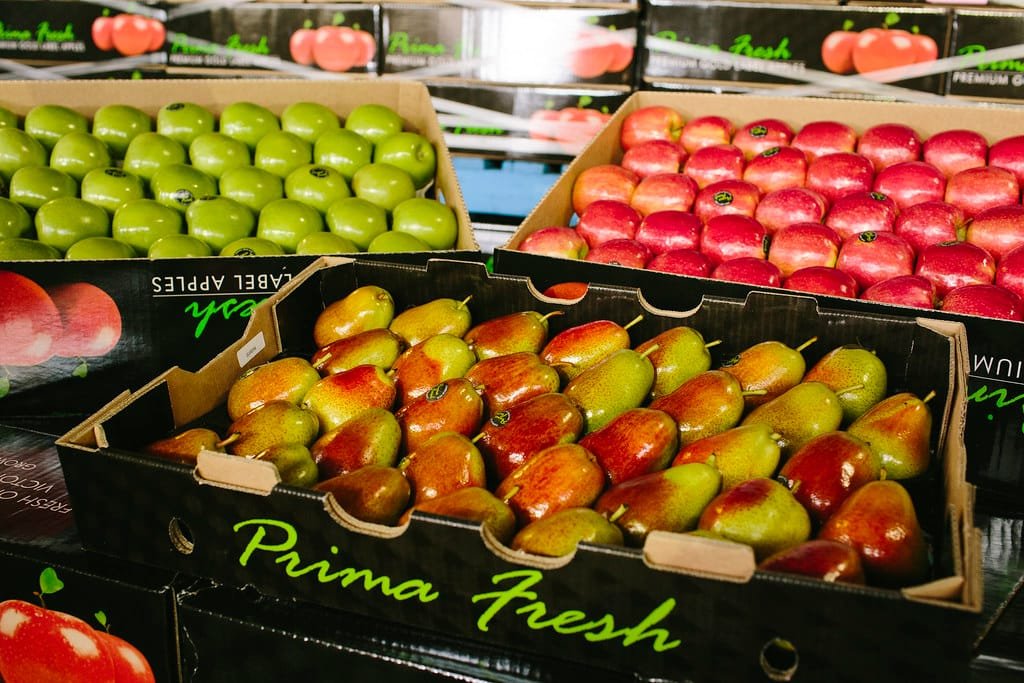 Apples in packing crates